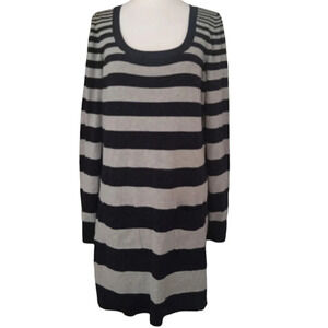 Long Tall Sally Striped Knit Sweater Dress W/ Pockets Cotton Blend Size Medium